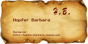 Hopfer Barbara névjegykártya